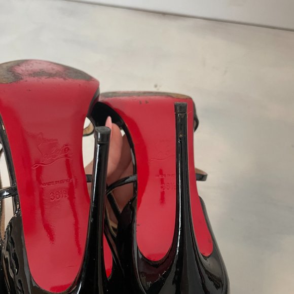 Christian Louboutin Soustelissimo 100 D'Orsay Pumps Black Patent Leather. - Picture 6 of 10